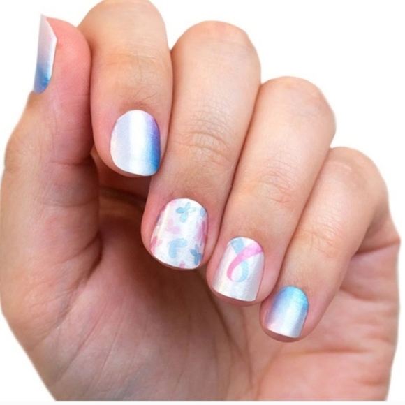 Colorstreet Nail Polish Strips Retired‎ Pattern Never Forgotten Breast Cancer - Picture 1 of 6
